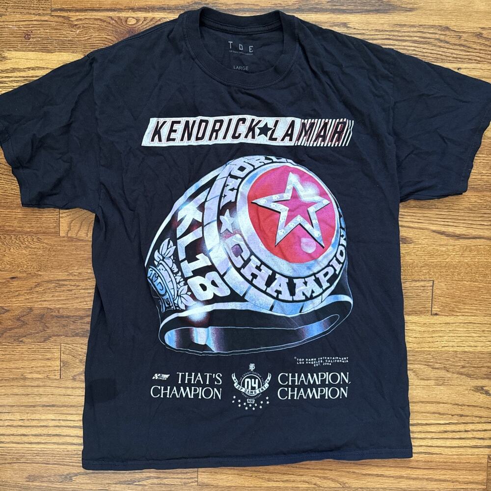 TDE Kendrick Lamar Champion Ring Black Official Tour T-shirt Sz Large